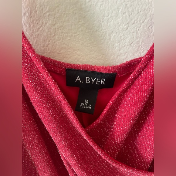 A. Byer red cinched sequin shimmer spaghetti strap y2k mini dress - Picture 2 of 3